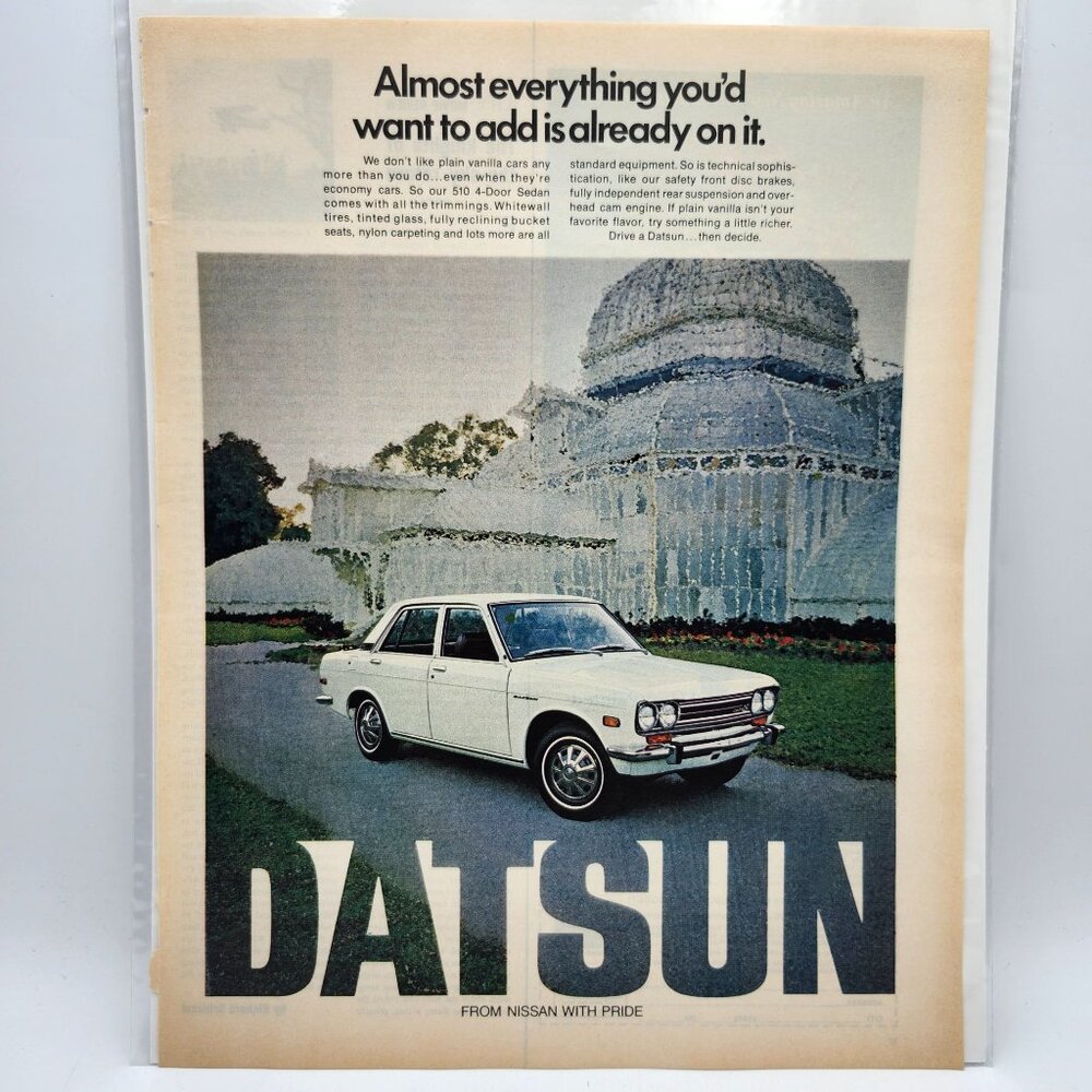 Vintage 1970s Datsun 510 4 Door Cuckoo Clock Order Form LIFE Magazine Print Ad